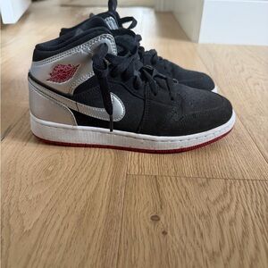 Jordan Kids Sneakers Black with Silver and Red Accents